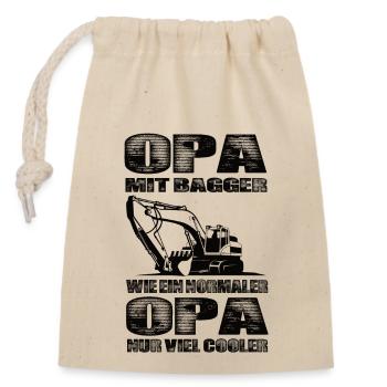 Opa Mit Bagger Wie Ein Normaler Opa Nur Cooler - Verschließbarer Geschenkbeutel aus Baumwolle (14x20cm) - Natur - Vorne