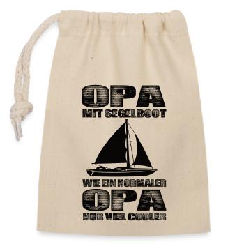 Opa Mit Segelboot Wie Ein Normaler Opa Nur Cooler - Verschließbarer Geschenkbeutel aus Baumwolle (14x20cm) - Natur - Vorne