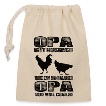 Opa Mit Hühner Wie Ein Normaler Opa Nur Cooler - Verschließbarer Geschenkbeutel aus Baumwolle (14x20cm) - Natur - Vorne