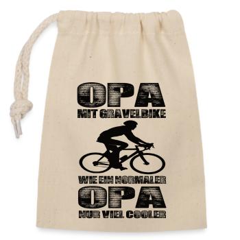 Opa Mit GravelBike Wie Ein Normaler Opa Nur Coole - Verschließbarer Geschenkbeutel aus Baumwolle (14x20cm) - Natur - Vorne