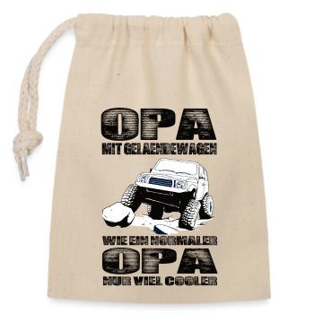 Opa Mit Geländewagen Wie Ein Normaler Opa Nur Cool - Verschließbarer Geschenkbeutel aus Baumwolle (14x20cm) - Natur - Vorne