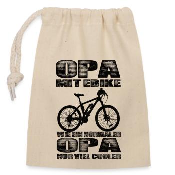Opa Mit Ebike Wie Ein Normaler Opa Nur Cooler - Verschließbarer Geschenkbeutel aus Baumwolle (14x20cm) - Natur - Vorne