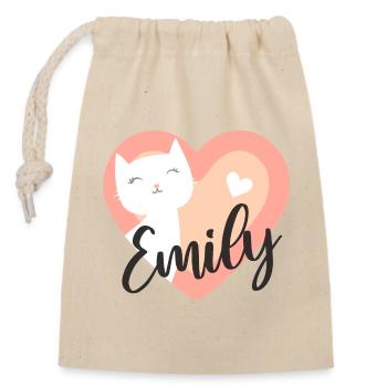 Emily Surname First Name Kitten - Closable cotton gift bag (14x20cm) - nature - Front