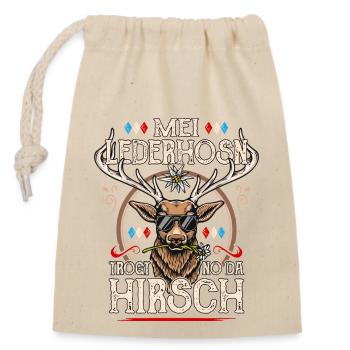 Trachtenshirt Herren Trachten T-Shirt Lederhose - Verschließbarer Geschenkbeutel aus Baumwolle (14x20cm) - Natur - Vorne