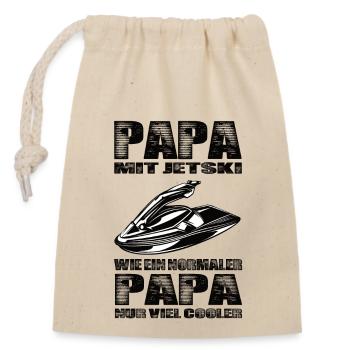 Papa Mit Jetski Wie Ein Normaler Papa Nur Cooler - Verschließbarer Geschenkbeutel aus Baumwolle (14x20cm) - Natur - Vorne