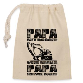 Papa Mit Bagger Wie Ein Normaler Papa Nur Cooler - Verschließbarer Geschenkbeutel aus Baumwolle (14x20cm) - Natur - Vorne