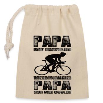 Papa Mit Rennrad Wie Ein Normaler Papa nur Cooler - Verschließbarer Geschenkbeutel aus Baumwolle (14x20cm) - Natur - Vorne