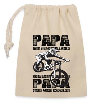 Papa Mit Downhill Bike Wie Ein Normaler Papa nur - Verschließbarer Geschenkbeutel aus Baumwolle (14x20cm) - Natur - Vorne