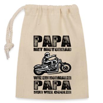 Papa Mit Motorrad Wie Ein Normaler Papa Nur Cooler - Verschließbarer Geschenkbeutel aus Baumwolle (14x20cm) - Natur - Vorne