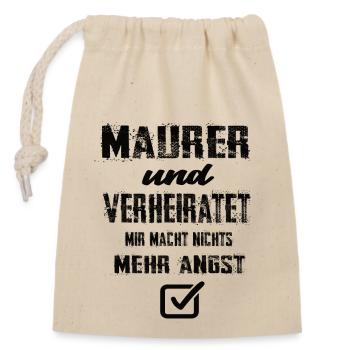Maurer und Verheiratet - Verschließbarer Geschenkbeutel aus Baumwolle (14x20cm) - Natur - Vorne