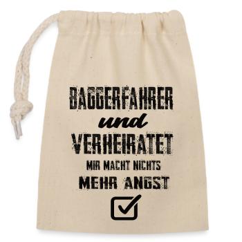 Baggerfahrer und Verheiratet - Verschließbarer Geschenkbeutel aus Baumwolle (14x20cm) - Natur - Vorne