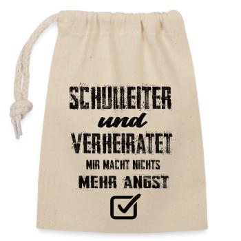 Schulleiter und Verheiratet - Verschließbarer Geschenkbeutel aus Baumwolle (14x20cm) - Natur - Vorne
