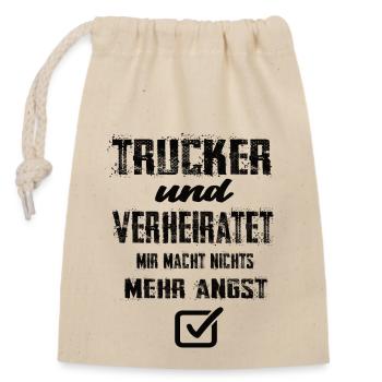 Trucker und Verheiratet - Verschließbarer Geschenkbeutel aus Baumwolle (14x20cm) - Natur - Vorne