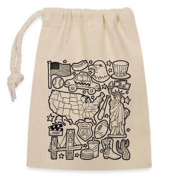 USA Doodles Vereinigte Staaten von Amerika - Verschließbarer Geschenkbeutel aus Baumwolle (14x20cm) - Natur - Vorne