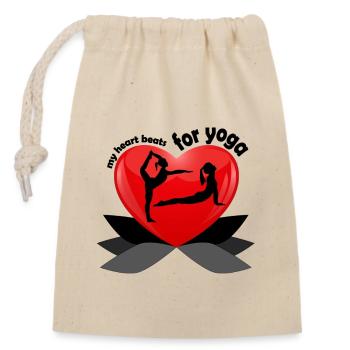 Danseuse de yoga en t-shirt yoga coeur desing namaste - Sac cadeau en coton avec cordon (14 x 20 cm) - nature - Devant