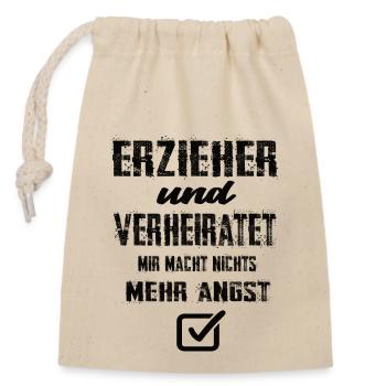 Erzieher - Verschließbarer Geschenkbeutel aus Baumwolle (14x20cm) - Natur - Vorne