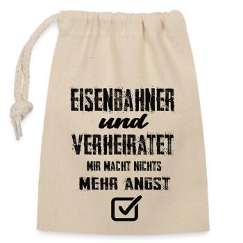 Eisenbahner - Verschließbarer Geschenkbeutel aus Baumwolle (14x20cm) - Natur - Vorne