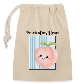 Pêche de mon cœur - Sac cadeau en coton avec cordon (14 x 20 cm) - nature - Devant