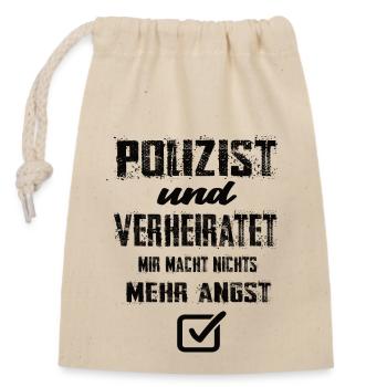 Polizist und Verheiratet - Verschließbarer Geschenkbeutel aus Baumwolle (14x20cm) - Natur - Vorne
