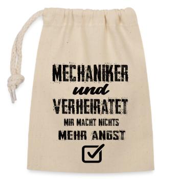 Mechaniker und Verheiratet - Verschließbarer Geschenkbeutel aus Baumwolle (14x20cm) - Natur - Vorne