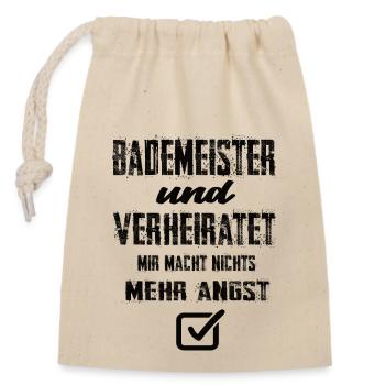 Bademeister und Verheiratet - Verschließbarer Geschenkbeutel aus Baumwolle (14x20cm) - Natur - Vorne