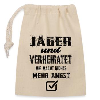 Jäger und Verheiratet - Verschließbarer Geschenkbeutel aus Baumwolle (14x20cm) - Natur - Vorne