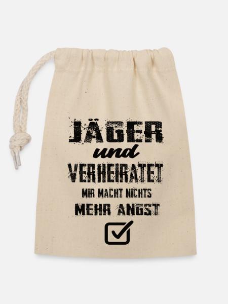 Jäger und Verheiratet - Verschließbarer Geschenkbeutel aus Baumwolle (14x20cm) - Natur
