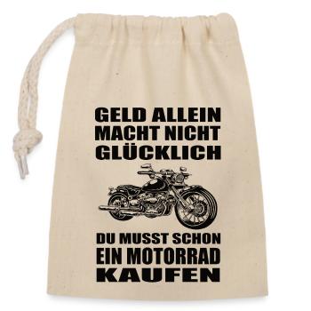 Motorrad - Verschließbarer Geschenkbeutel aus Baumwolle (14x20cm) - Natur - Vorne