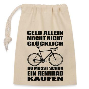 Rennrad - Verschließbarer Geschenkbeutel aus Baumwolle (14x20cm) - Natur - Vorne