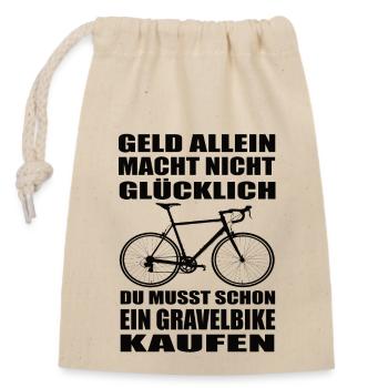 Gravelbike - Verschließbarer Geschenkbeutel aus Baumwolle (14x20cm) - Natur - Vorne