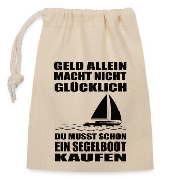 Segelboot - Verschließbarer Geschenkbeutel aus Baumwolle (14x20cm) - Natur - Vorne