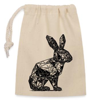 Geometric Lines Rabbit Rabbit Head - Closable cotton gift bag (14x20cm) - nature - Front