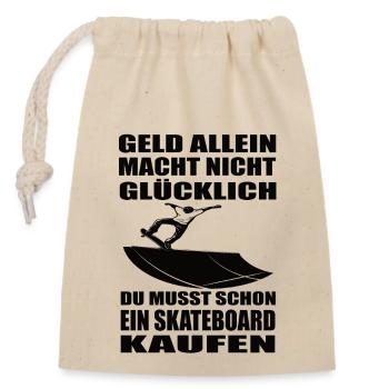 Skateboard - Verschließbarer Geschenkbeutel aus Baumwolle (14x20cm) - Natur - Vorne
