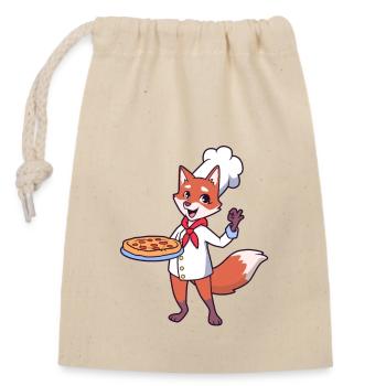 Fuchs est pizzaïolo - Sac cadeau en coton avec cordon (14 x 20 cm) - nature - Devant
