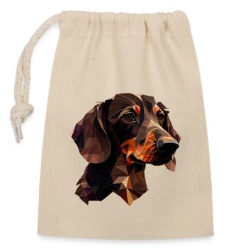 Rauhaardackel Dachshund Hund Hunde Welpe Dackel - Verschließbarer Geschenkbeutel aus Baumwolle (14x20cm) - Natur - Vorne