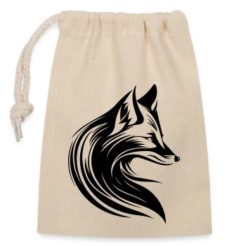 Style tatouage Fox Portrait en lignes fluides - Sac cadeau en coton avec cordon (14 x 20 cm) - nature - Devant
