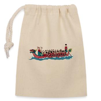 Dessin d’un bateau-dragon de 20 hommes - Sac cadeau en coton avec cordon (14 x 20 cm) - nature - Devant