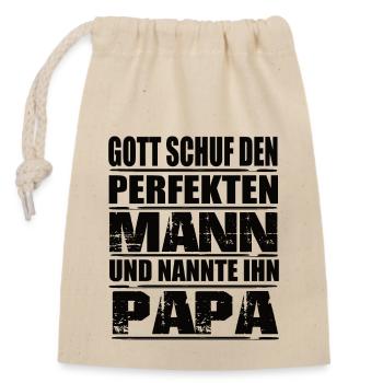 Papa - Verschließbarer Geschenkbeutel aus Baumwolle (14x20cm) - Natur - Vorne