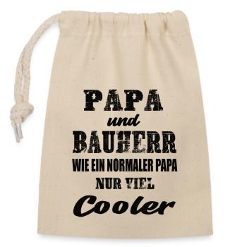 Papa und Bauherr - Verschließbarer Geschenkbeutel aus Baumwolle (14x20cm) - Natur - Vorne