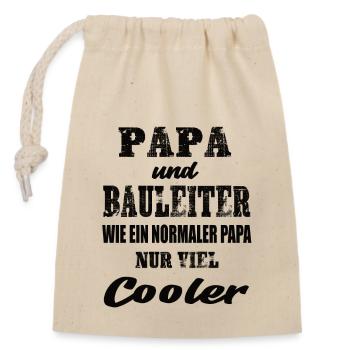 Papa und Bauleiter - Verschließbarer Geschenkbeutel aus Baumwolle (14x20cm) - Natur - Vorne