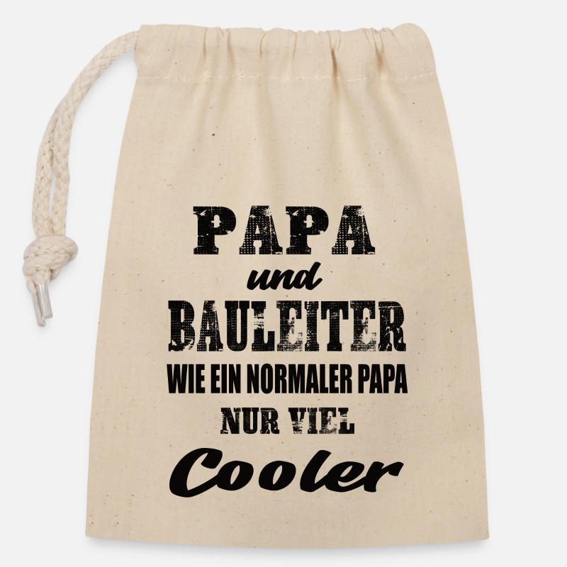 Papa und Bauleiter - Verschließbarer Geschenkbeutel aus Baumwolle (14x20cm) - Natur