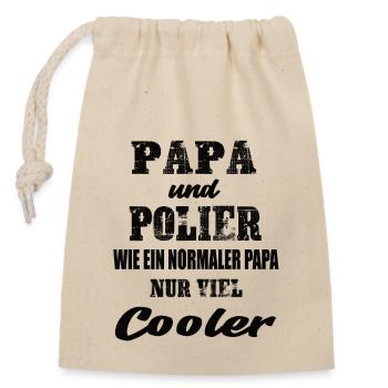 Papa und Polier - Verschließbarer Geschenkbeutel aus Baumwolle (14x20cm) - Natur - Vorne