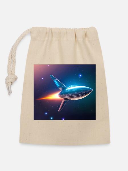 Raketenflug - Verschließbarer Geschenkbeutel aus Baumwolle (14x20cm) - Natur