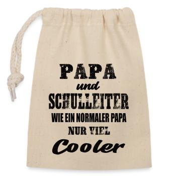 Papa und Schulleiter - Verschließbarer Geschenkbeutel aus Baumwolle (14x20cm) - Natur - Vorne