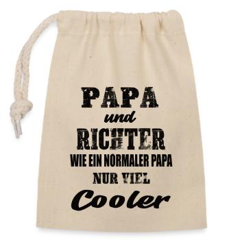 Papa und Richter - Verschließbarer Geschenkbeutel aus Baumwolle (14x20cm) - Natur - Vorne