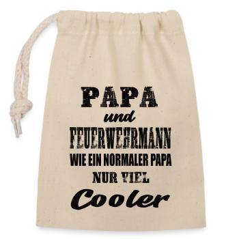 Papa und Feuerwehrmann - Verschließbarer Geschenkbeutel aus Baumwolle (14x20cm) - Natur - Vorne