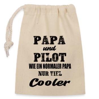 Papa und Pilot - Verschließbarer Geschenkbeutel aus Baumwolle (14x20cm) - Natur - Vorne