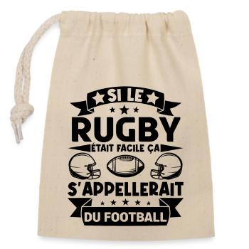 Cadeau rugbyman. cadeau rugby France. rugby fan . - Sac cadeau en coton avec cordon (14 x 20 cm) - nature - Devant
