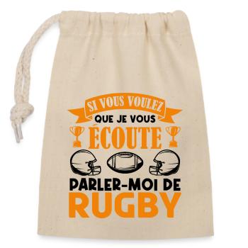 Cadeau rugbyman. cadeau rugby France. rugby fan . - Sac cadeau en coton avec cordon (14 x 20 cm) - nature - Devant