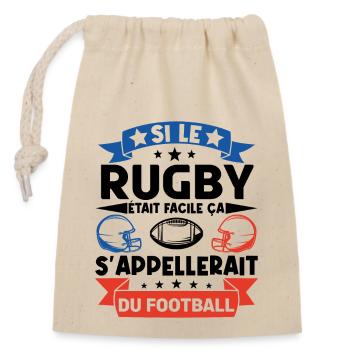 Cadeau rugbyman. cadeau rugby France. rugby fan . - Sac cadeau en coton avec cordon (14 x 20 cm) - nature - Devant